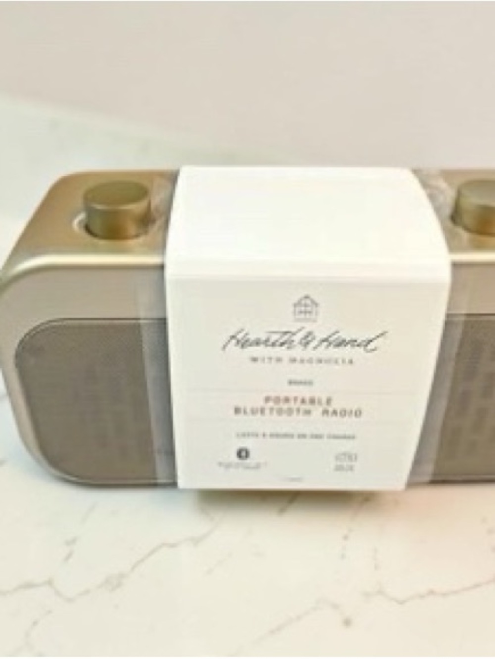 Hearth & Hand Portable Bluetooth Radio in Gold and White